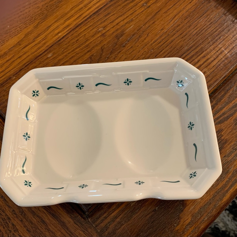 Longaberger green woven traditions 2 spoon rest